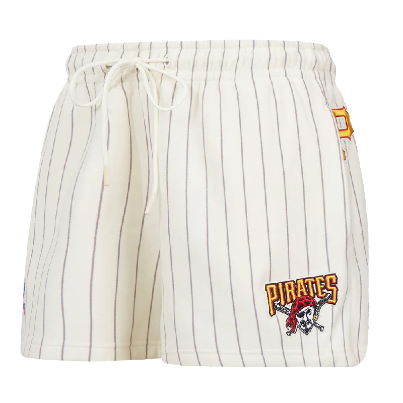 Women's Plus-Size Apparel MLB PITTSBURGH PIRATES PINSTRIPE RETRO CLASSIC WOMEN'S FLC SHORT (EGGSHELL/ GREY)