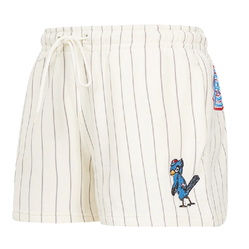 Chic Trend Collection MLB ST. LOUIS CARDINALS PINSTRIPE RETRO CLASSIC WOMEN'S FLC SHORT (EGGSHELL/ GREY)