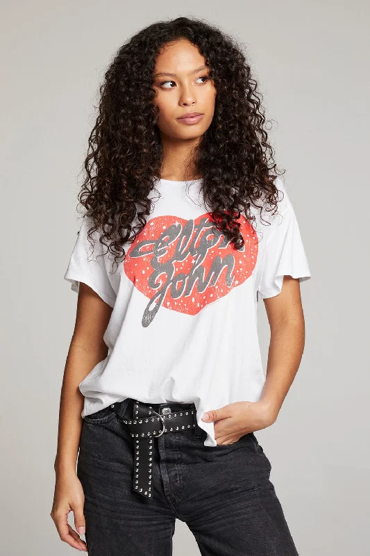 Women's Trendy Garments Elton John Script Logo Heart