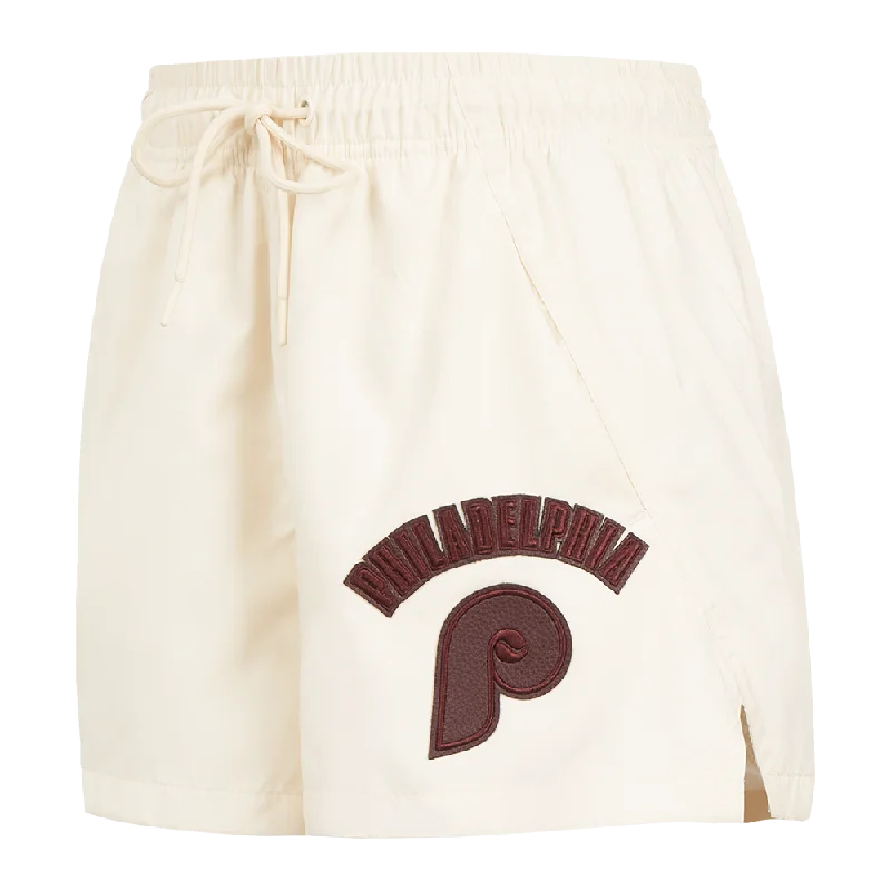 Affordable Women's Attire MLB PHILADELPHIA PHILLIES TRIPLE TONAL W WOVEN WOMEN'S SHORT (EGGSHELL)