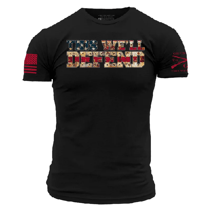 Women's Trendy Attire Red Blood This We'll Defend T-Shirt - Black