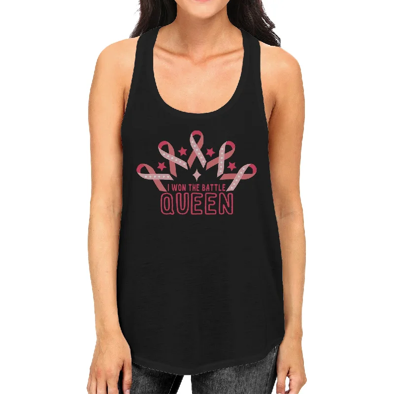 Urban Elegance Deals Won The Battle Queen Breast Cancer Awareness Womens Black Tank Top