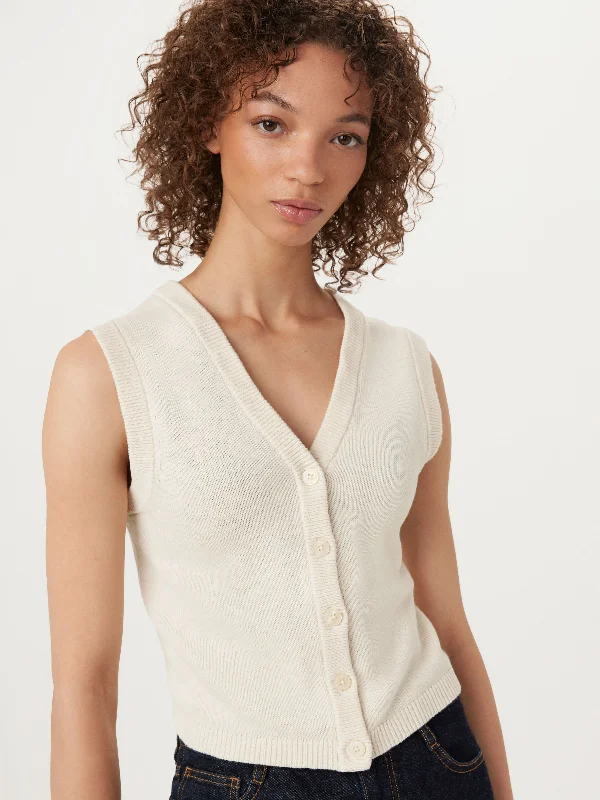 Women's Trendy Garments The Button-Up Sweater Vest in Vanilla