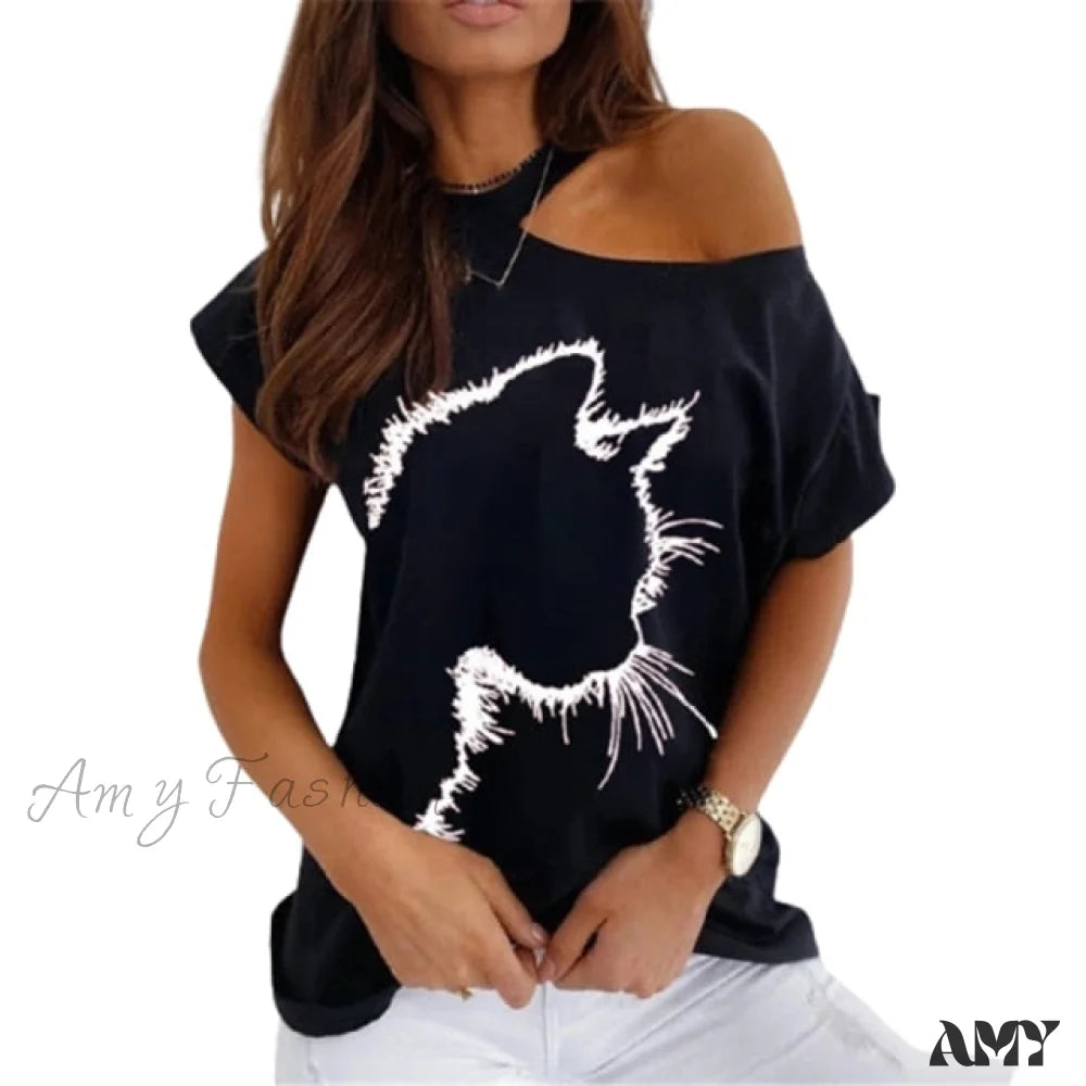 New Season Fashion Preview Amy Fashion - Casual Print Short Sleeve O-neck Tops