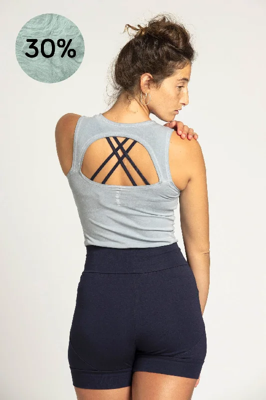 Stylish Statements Stonewash Half Moon Open Back Tank Top