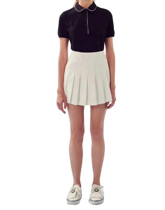 Women's Activewear Garments Pleated Tennis Skort In White