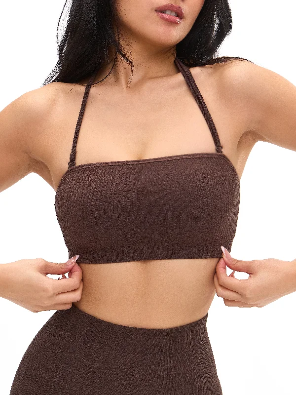 Explore What'S New Seamless Ribbed Bandeau - Coffee