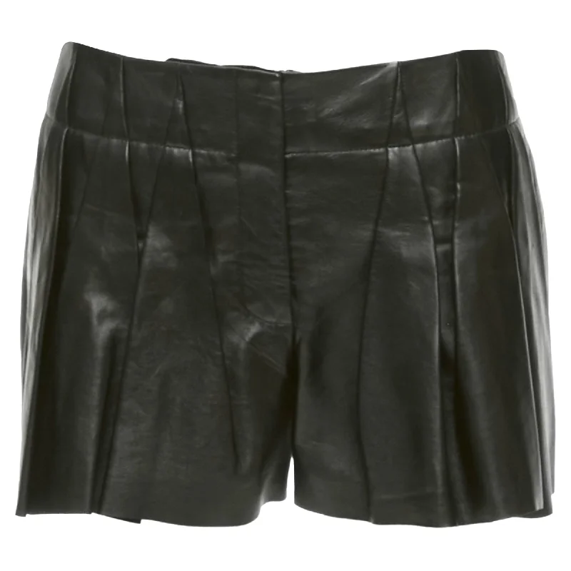 Trendy Pulse Alexander Wang Lambskin Leather Pleated Front Shorts