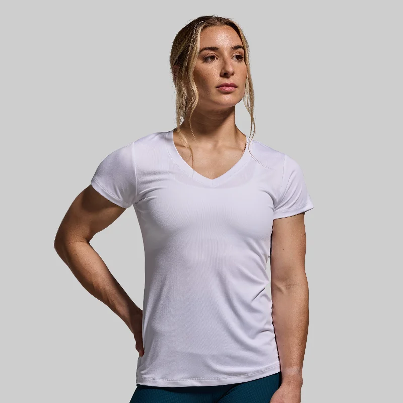 Classic Elegance Sales Athleisure Short Sleeve V-Neck (White)