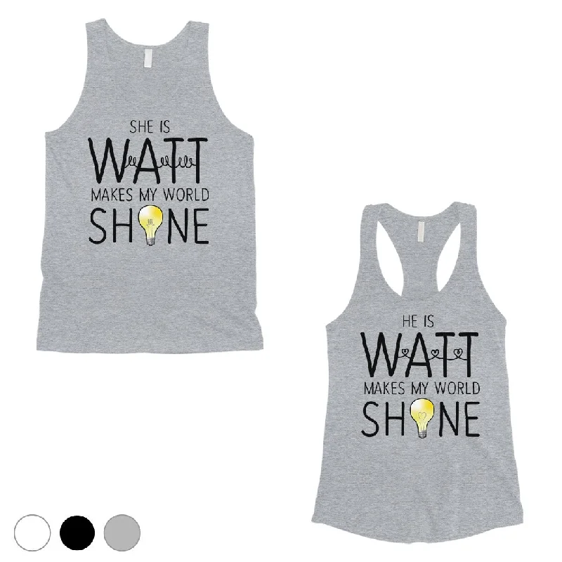 Women's Trendy Garments Watt World Shine Light Matching Couple Tank Tops For Anniversary