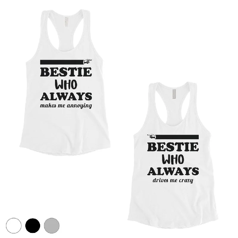 Women's Plus-Size Casual Outfit Bestie Always Womens BFF Matching Tank Tops Cute Best Friend Gifts