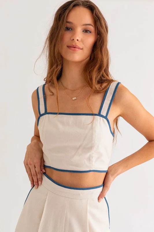 Hot Picks Amalfi Adventures Linen Blend Crop Top