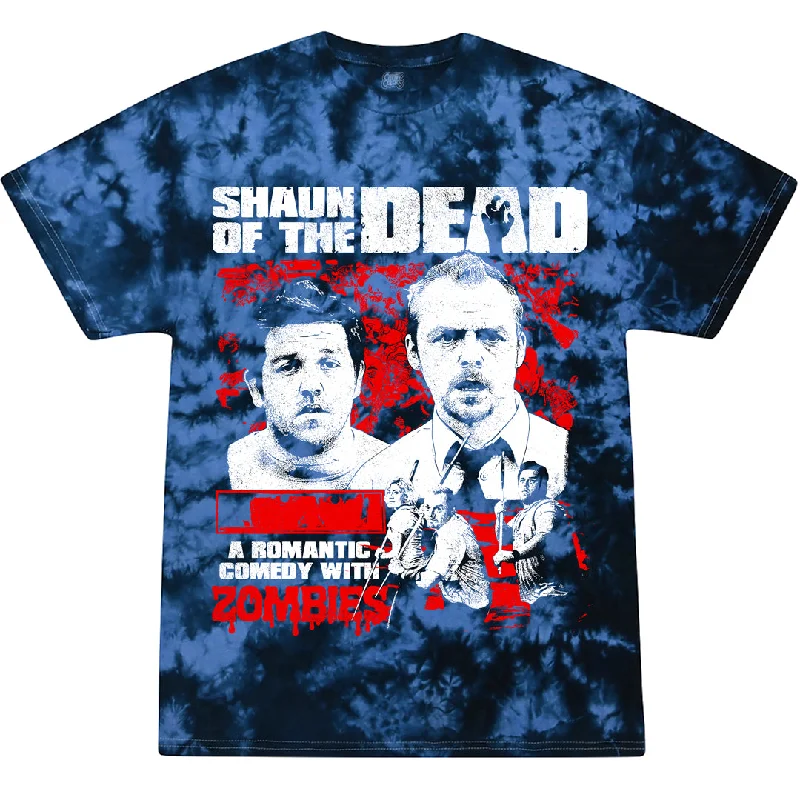 Women's Evening Attire SHAUN OF THE DEAD: A ROMANTIC COMEDY - T-SHIRT (UNDEAD BLUE TIE DYE)