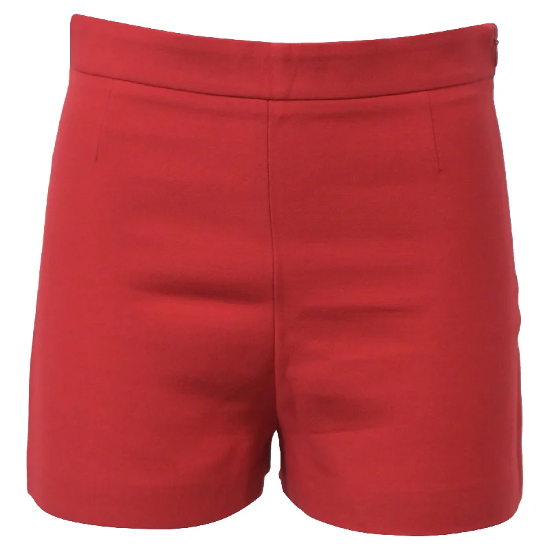 Trendy Fashion Sale Valentino Garavani High-Waisted Mini Shorts in Red Wool