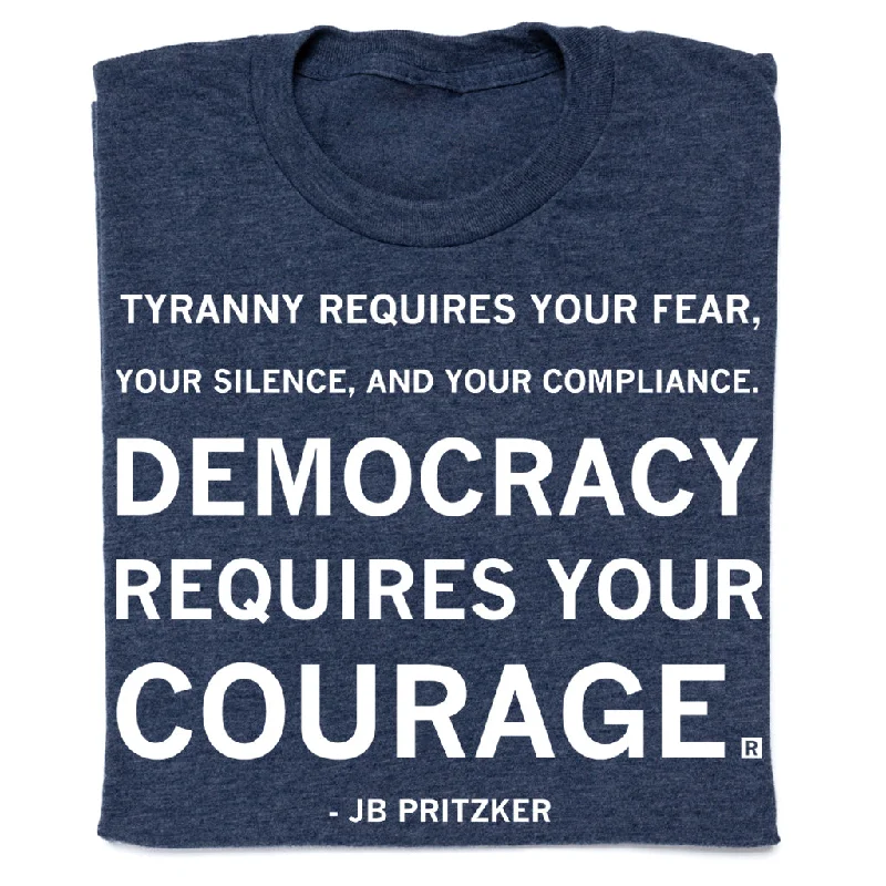 Women's Floral Print Outfit Democracy Requires Courage Pritzker Quote