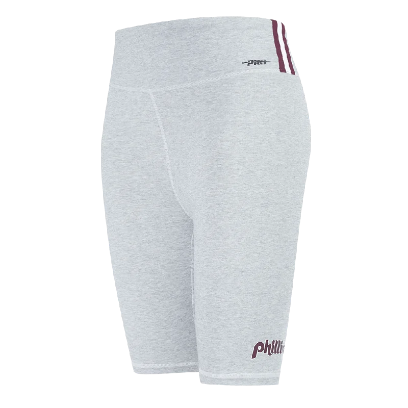 Women's Outfit For The Office MLB PHILADELPHIA PHILLIES RETRO CLASSIC WOMEN'S COTTON BIKE SHORT (HEATHER GREY)