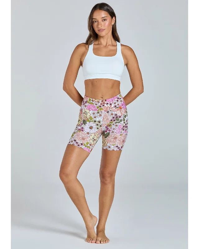 Women's Seasonal Garments Abi and Joseph Endurance Dual Pocket Mid-Thigh Short -Blush Blooms