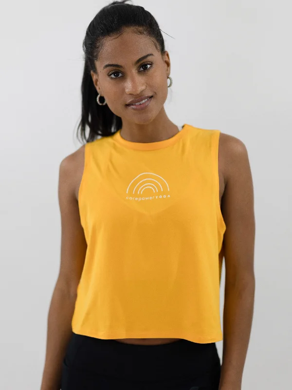 Women's Holiday Outfit CorePower Yoga Half Glow Mustard Tank - FINAL SALE