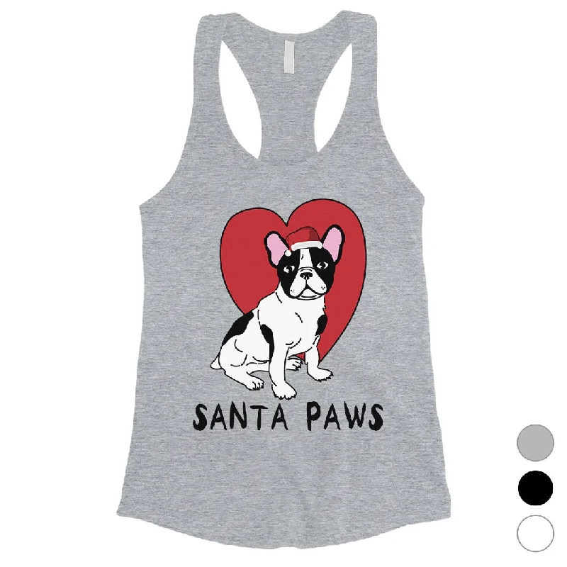 Charming Women's Holiday Apparel Santa Paws Womens Tank Top