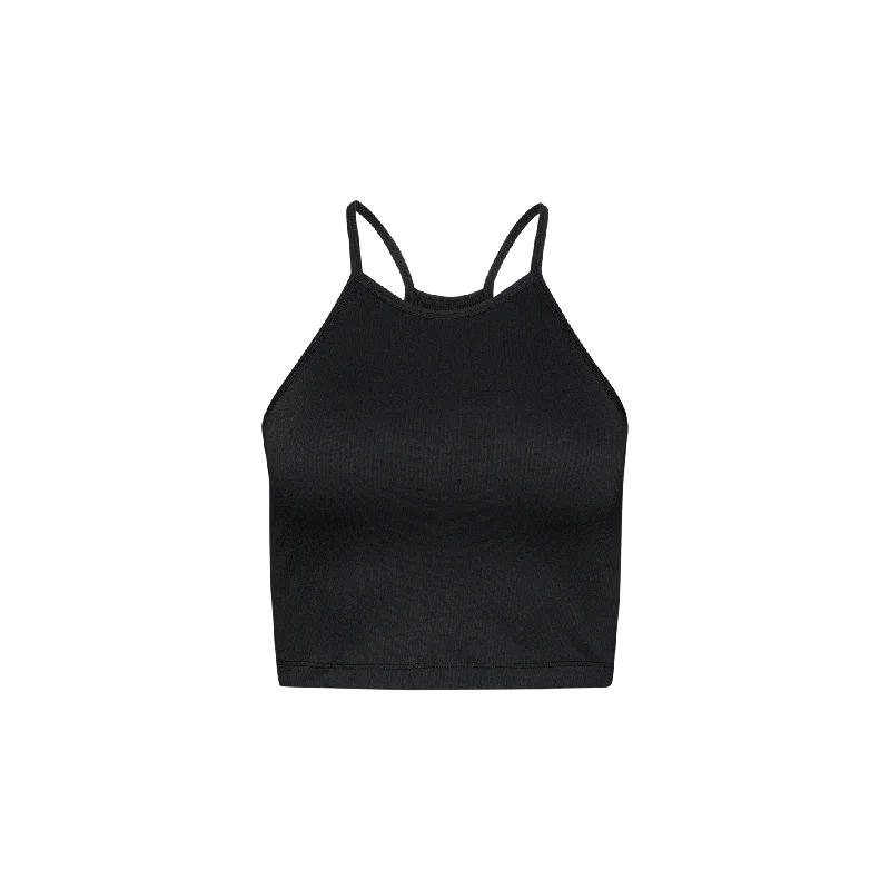 Daring Fashion Promotions Women's Ribbed Halter Crop Tank