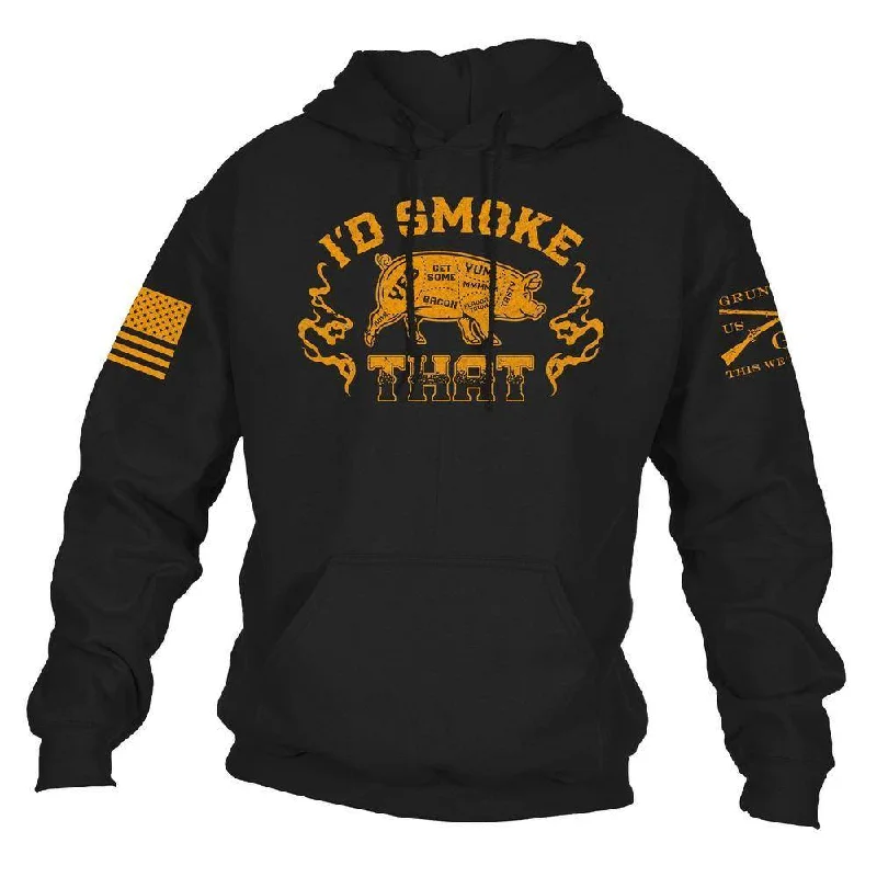 Women's Clothes And Apparel Sets I'd Smoke That Hoodie - Black