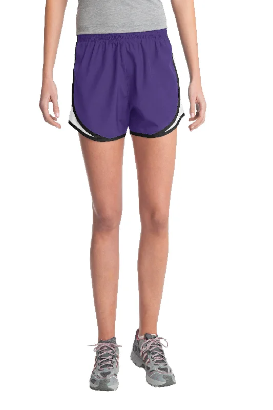 Women's Trendy Attire Sport-Tek Womens Cadence Moisture Wicking Shorts - Purple/White/Black - Closeout