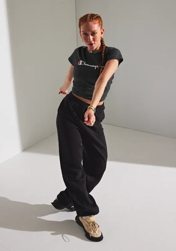 Contemporary Chic Promotions Champion Women's Script Crop Boxy Tee Black