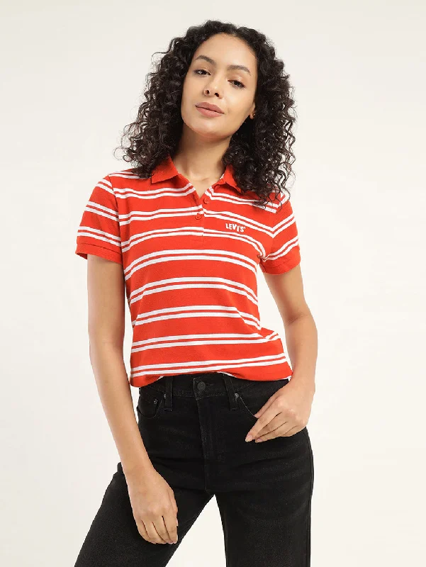 Winter Warehouse Sale Women's Striped Oversized Polo T-Shirt