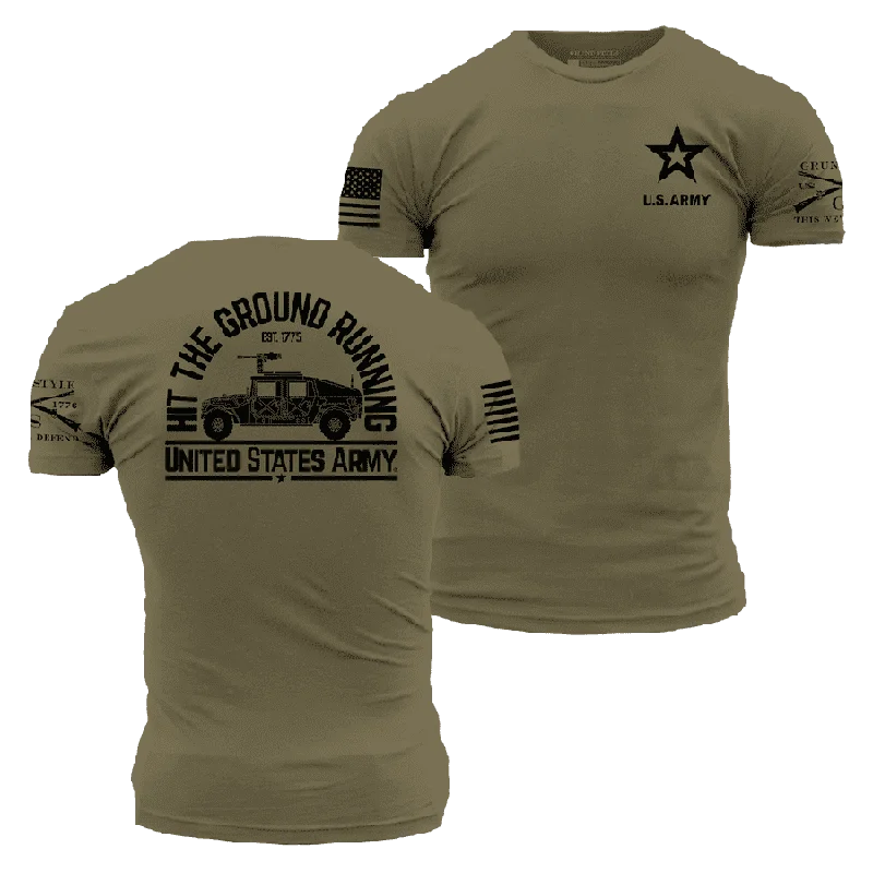 Sustainable Fashion Clothing For Women Army Hit The Ground Running T-Shirt - Military Green