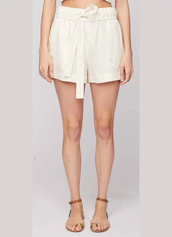 Browse Our Top Products Barrett Tie Waist Linen Shorts In Natural