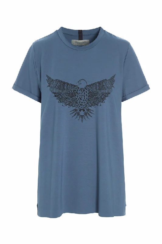 Fashionable Women's Casual Apparel T-SHIRT EAGLE - 96089 - DUSTY BLUE