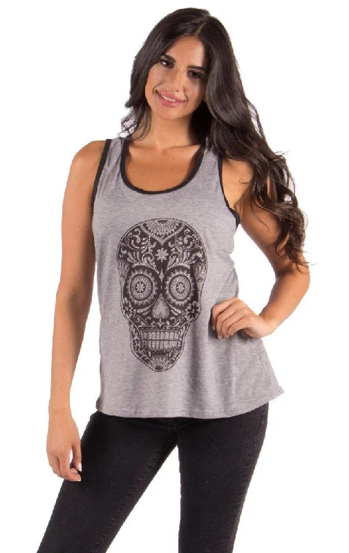 Stylish Women's Garments Sugar Skull Racer Tank Top