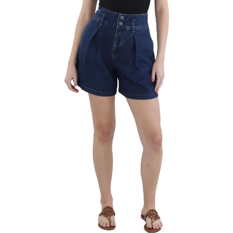 Women's Outerwear Garments Carine Womens Pleated Denim Denim Shorts