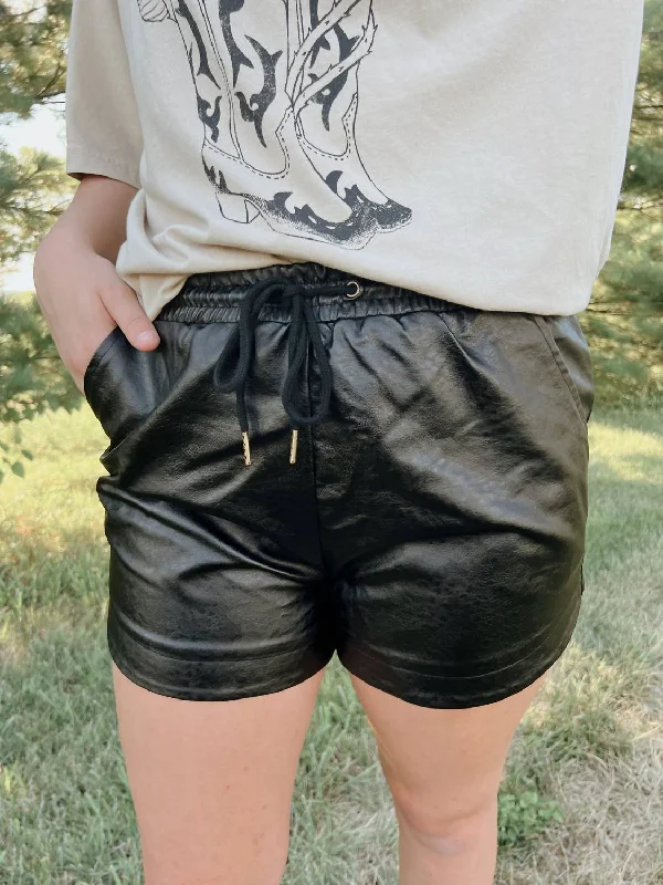 Stay Ahead In Style Edgy Leather Shorts In Black