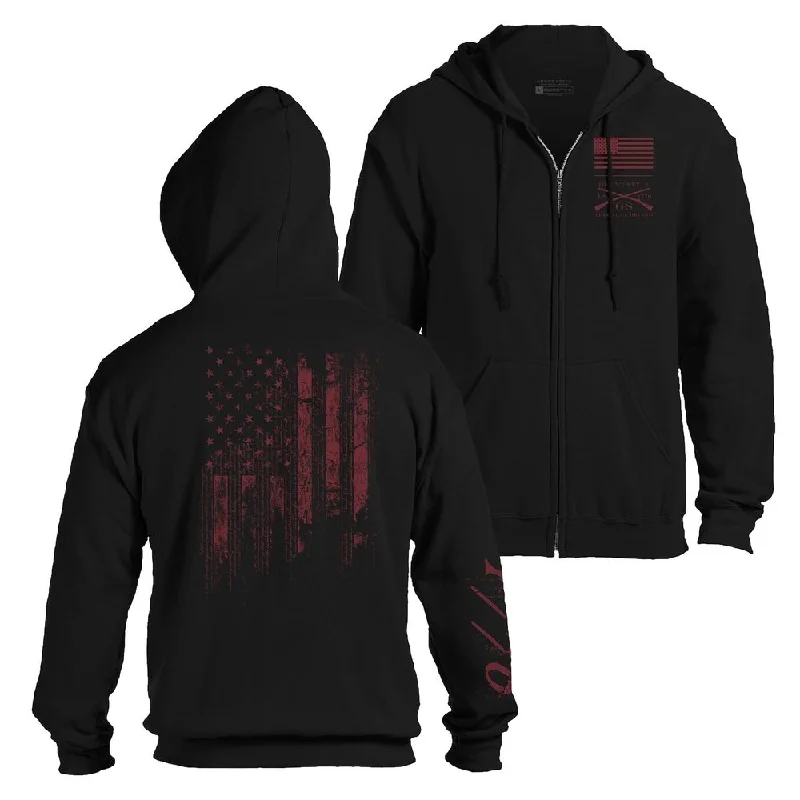 Women's Occasion Wear Apparel 1776 Flag Full-Zip Hoodie - Black