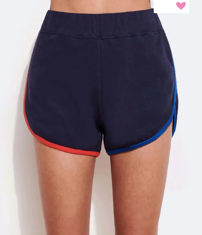 Spring Offer Colorblock Vintage Shorts In Navy