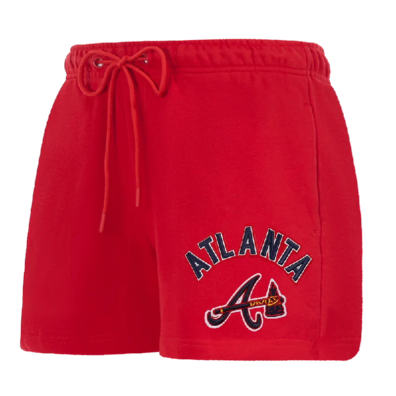 Ride The Style Wave MLB ATLANTA BRAVES CLASSIC WOMEN'S FLEECE SHORT (RED)