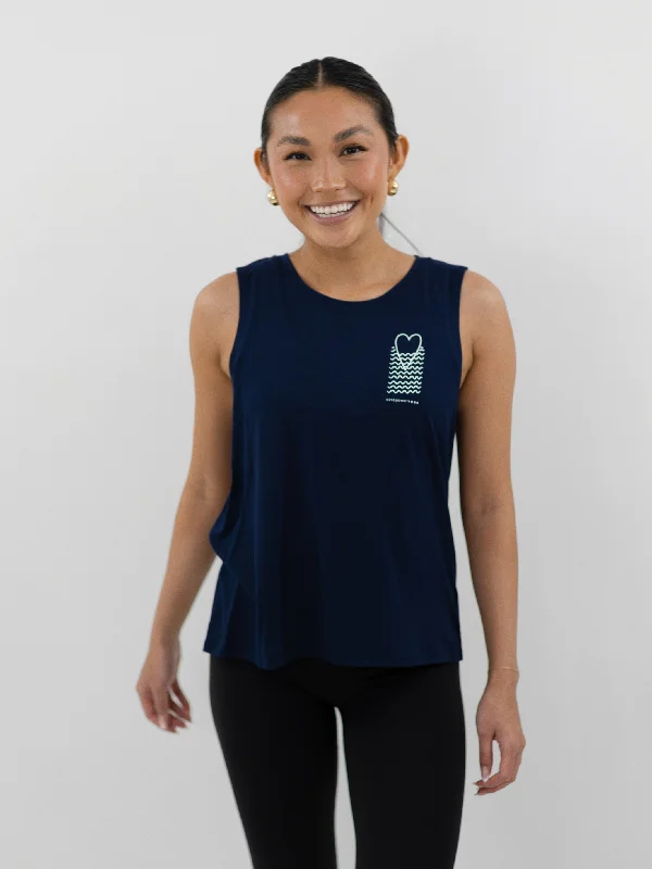 The Latest Fashion Trends CorePower Yoga Heart Navy Tank - FINAL SALE