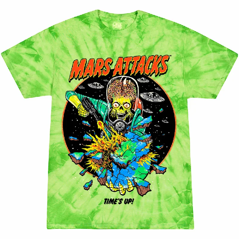 Women's Clothes And Garments MARS ATTACKS: TIME'S UP - T-SHIRT (MARTIAN GREEN TIE-DYE)