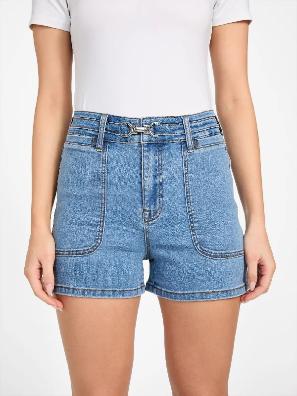 Plus-Size Women's Garments Dahlia High-Rise Denim Shorts