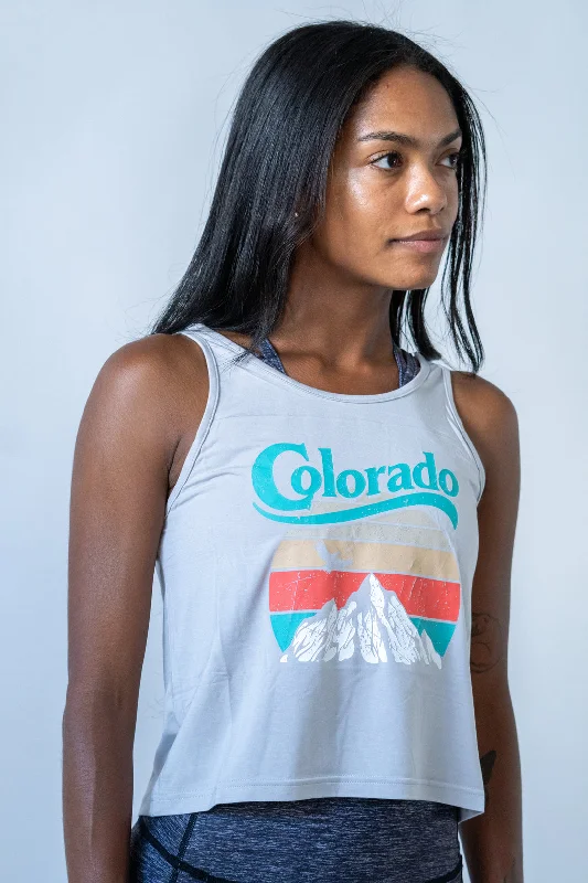 Stylish And Comfortable Clothing For Women Colorado Mountain Crop Top Grey