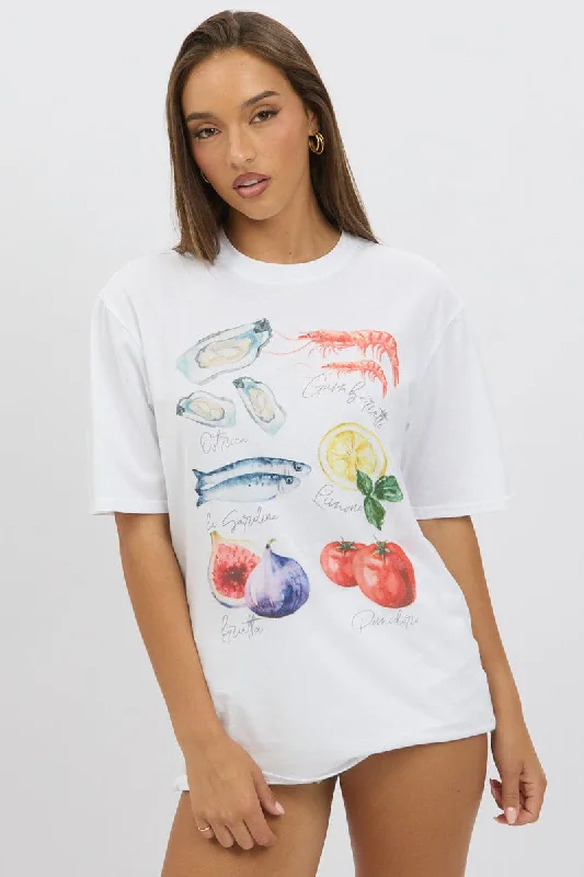 Women's Clothing Sets White Graphic Tee Short Sleeve