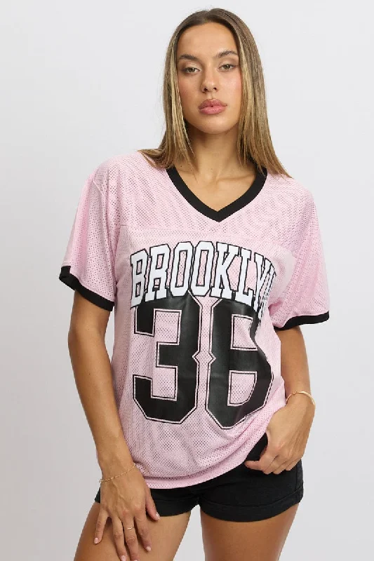 Stylish And Comfortable Clothing For Women Pink Graphic Tee Short Sleeve