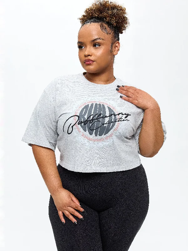 Women's Vintage Garments Build Crop Tee - Heather Grey