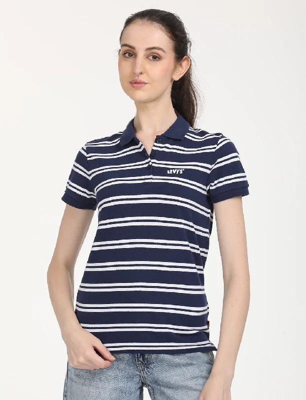 Flash Sale Starts Women's Striped Print Oversized Polo T-Shirt