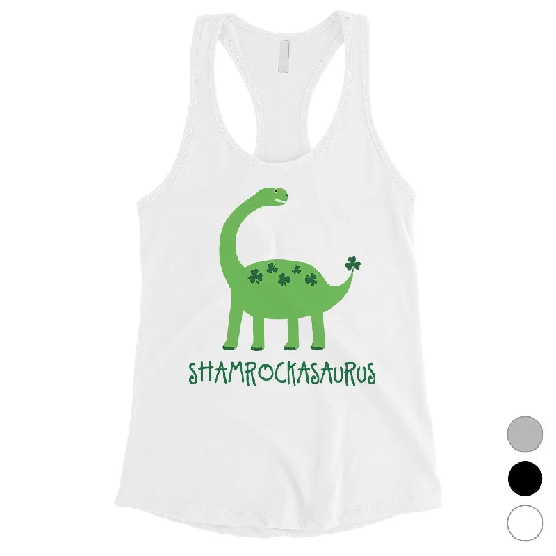 Trendy Pulse Shamrock Saurus Womens Tank Top Funny St Patrick's Day Shirt