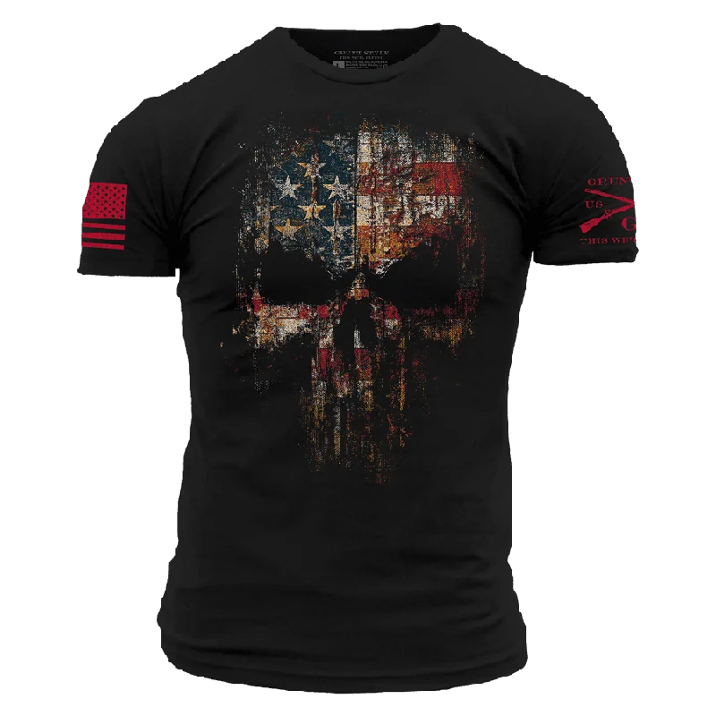 Women's Cozy Winter Attire Red Blood American Reaper T-Shirt - Black