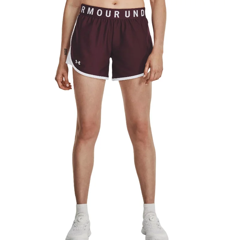 Women's Holiday Attire Women's Play Up 5" Shorts In Dark Maroon/white