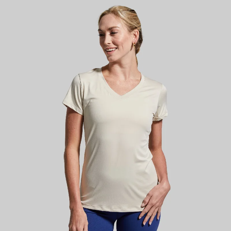 Glamorous Fashion Offers Athleisure Short Sleeve V-Neck (Oatmeal)