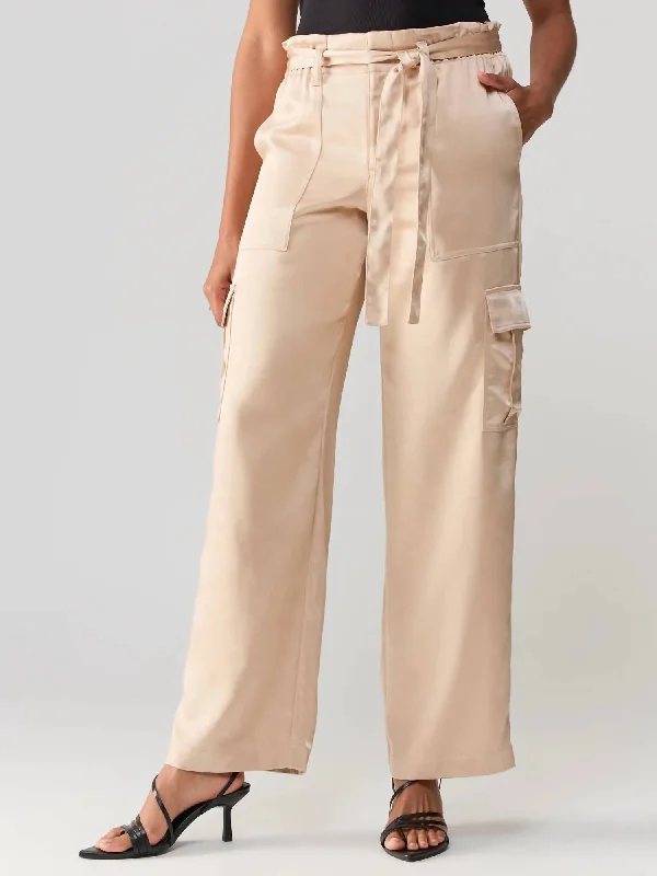 Women's Casual Garments All Tied Up High Rise Cargo Pant In Moonlight Beige